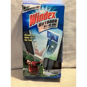 Windex Outdoor All-In-One Glass Cleaning Tool Kit with 11ft Reach Pole 2 Pads